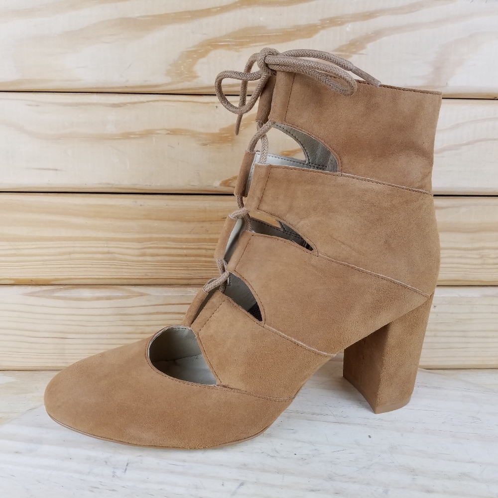 Walking Cradles Mel Leather Bootie Strappy Ankle Boot High Heel Shooties 8.5